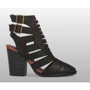 Free People Women's Hayes Black Leather Cutout Buckle Booties Size 41 EU/ 10 US